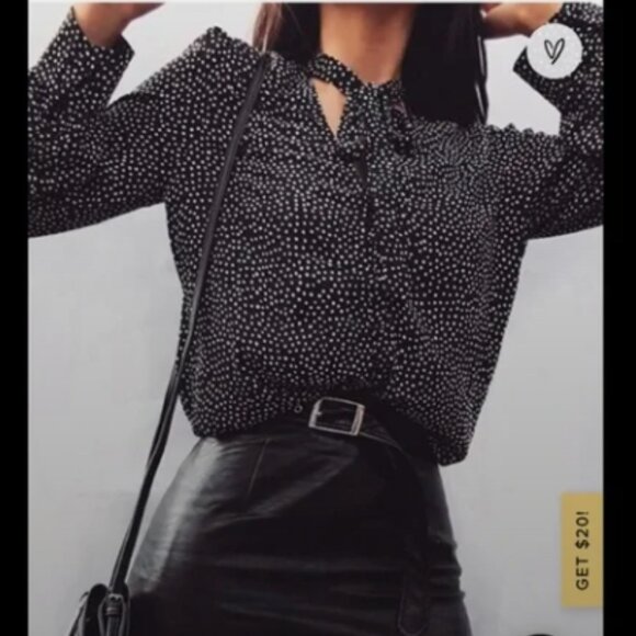 LULU’S | On The Spot Black Polka Dot‎ Button Up Top | Size Medium Women's - Picture 2 of 15